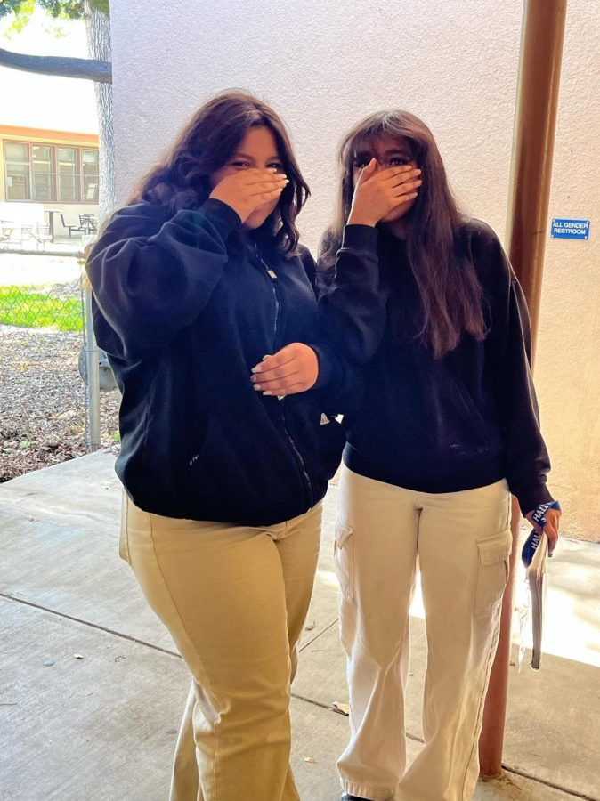 Students Tanya Hernandez and Natalya Dominguez show off Pro Clubs and Dickies.