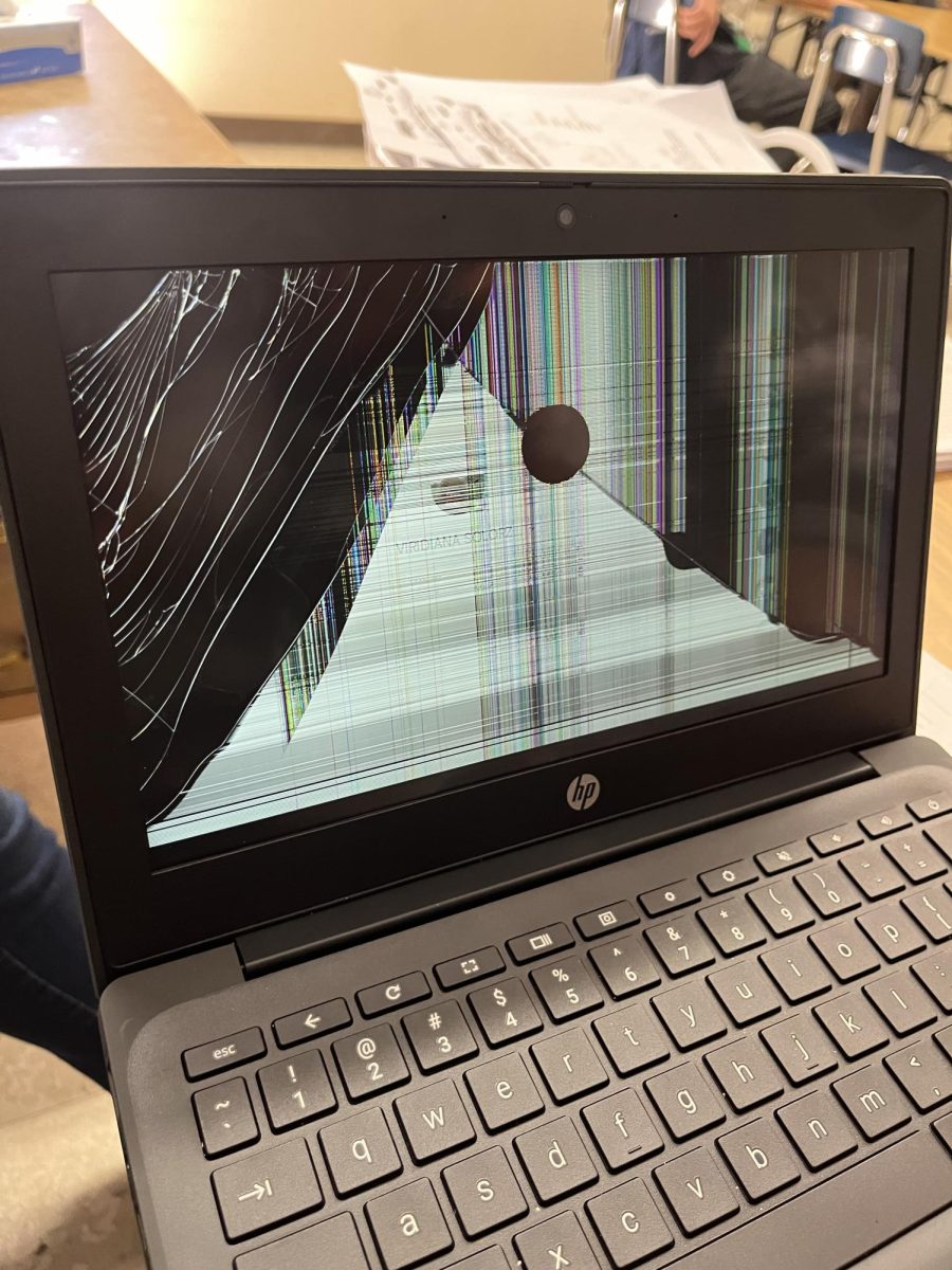 SMS Chromebook with a damaged screen. This screen cannot be fixed.